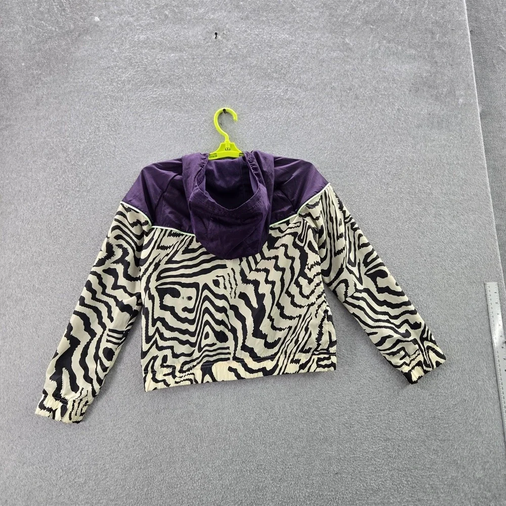 Nike Girl Jacket L Purple Windbreaker Animal Print DN5115-525 Logo‎ Zipper Long
